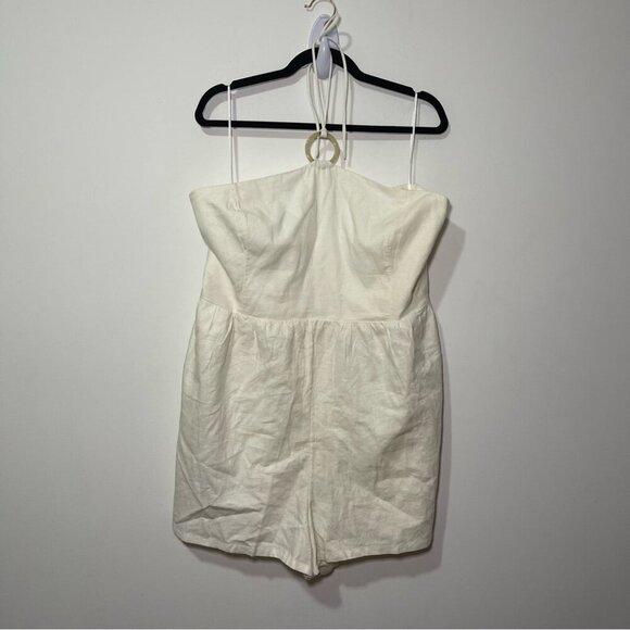 Old Navy women's white linen blend O ring halter summer beach romper in size XXL - Picture 2 of 10